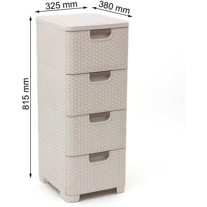 Комод CURVER STYLE з 4 шухлядами, поліпропілен, кремовий, 33x38x79 см