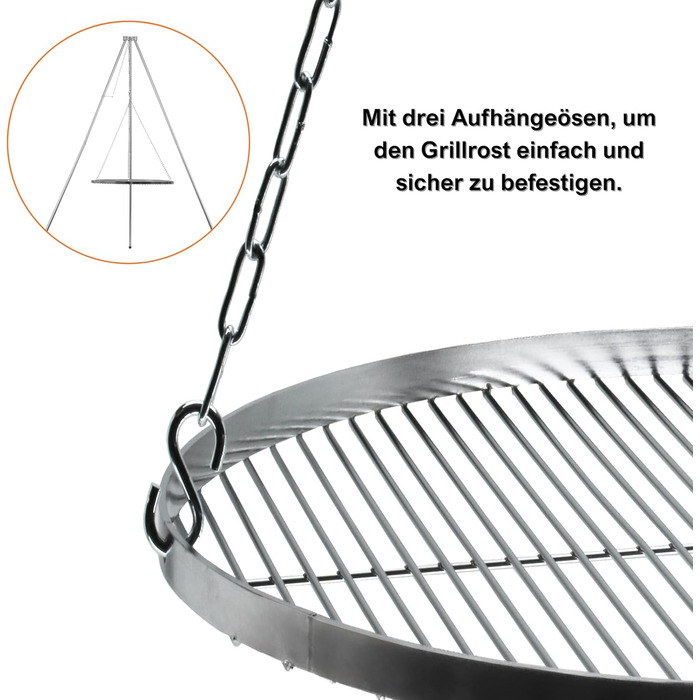 Німецький гриль-рошток з нержавіючої сталі AISI 201, діаметр 60 см. Круглий рошток для гриля, мангалу та вогнища. Харчовий, стійкий до корозії, гладка поверхня, легко миється.