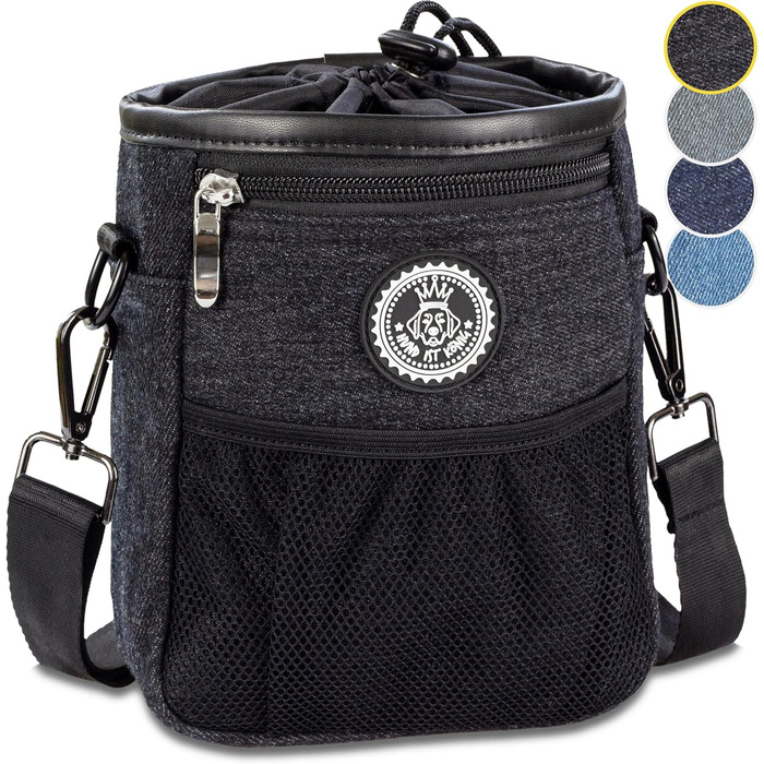 Преміум сумка для ласощів для собак HUND IST KÖNIG - універсальна, містка, з дозатором для відходів та Ebook для дресирування (Чорний, 16 x 18 x 6 см)