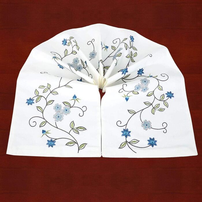 Simhomsen Double Thick Table Runner, Rustic, Embroidered, Floral Pattern, for Spring and Summer, Chest of Drawers, Scarf, Blue, 35.6 x 89.9 cm