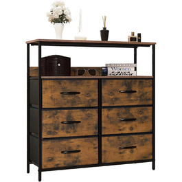 LYNCOHOME Chest of Drawers with Fabric Drawers, Sideboard Entryway Cabinet with 6 Fabric Drawers and Compartments, Drawer Unit Storage Furniture for Kitchen, Office, Bedroom