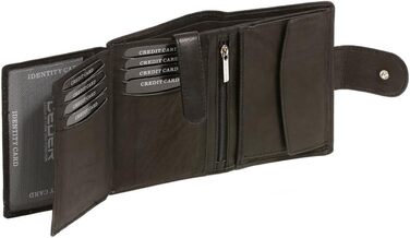 LEAS Women's and Men's Exchange with Outer Strap in Portrait Format, Genuine Leather, Black Special Edition