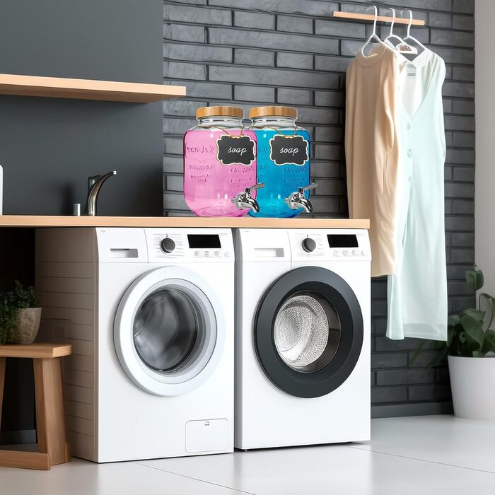 Скляний диспенсер для напоїв на 4 літри з краном, 2 шт. з підставкою, для лимонадів, холодного чаю, комбучі. Підходить для вечірок, свят, бамбукова кришка