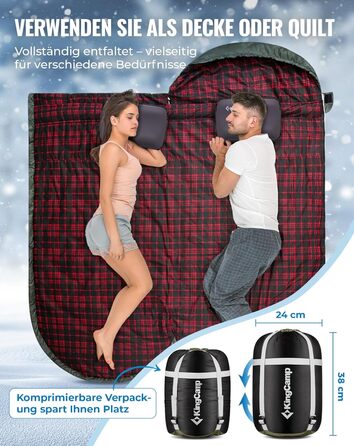 KingCamp XXL 3-Season Sleeping Bag - Oversized Adult Sleeping Bag for Camping, Backpacking, Hiking, and Travel - Lightweight Indoor/Outdoor (#Classic Olive)