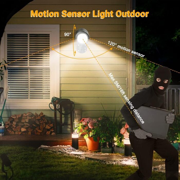 ASOFTY Motion Sensor Outdoor Battery Spotlight with Remote Control, 6 LED Wireless Battery-Powered 1000LM Spot Lamps, IP65 Waterproof Security Lamps for Garden, Garage, Indoor & Outdoor (Black)