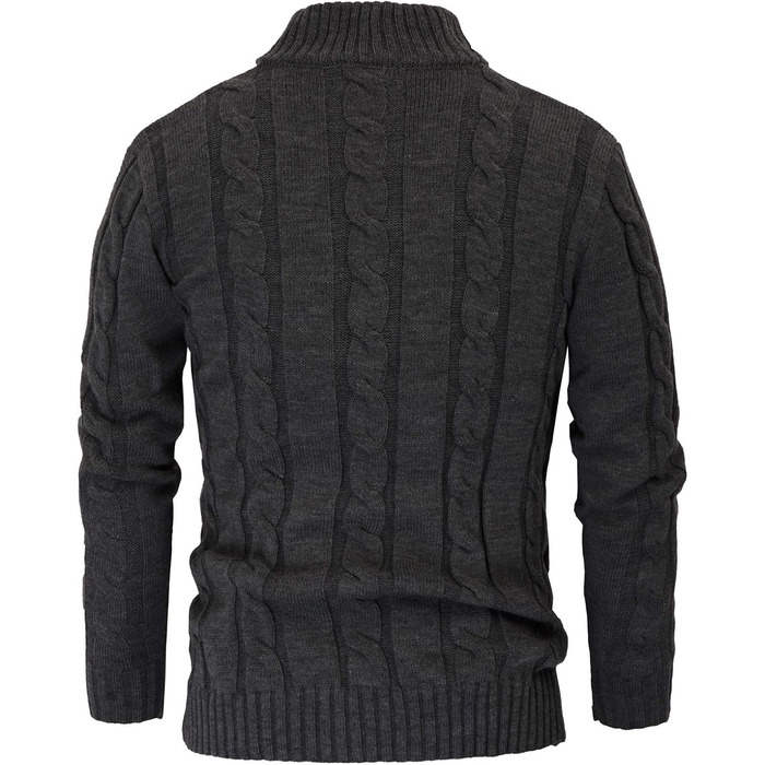 Чоловічий кардиган PJ PAUL JONES з в'язаним візерунком, на кнопках, з ребристою стійкою комірцем для осені/зими (XL, чорно-сірий)