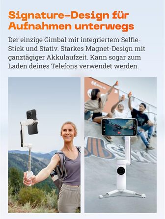 Insta360 Flow - Gimbal для смартфона з автотрекінгом, 3-осьова стабілізація, вбудований селфі-стік та штатив, білий