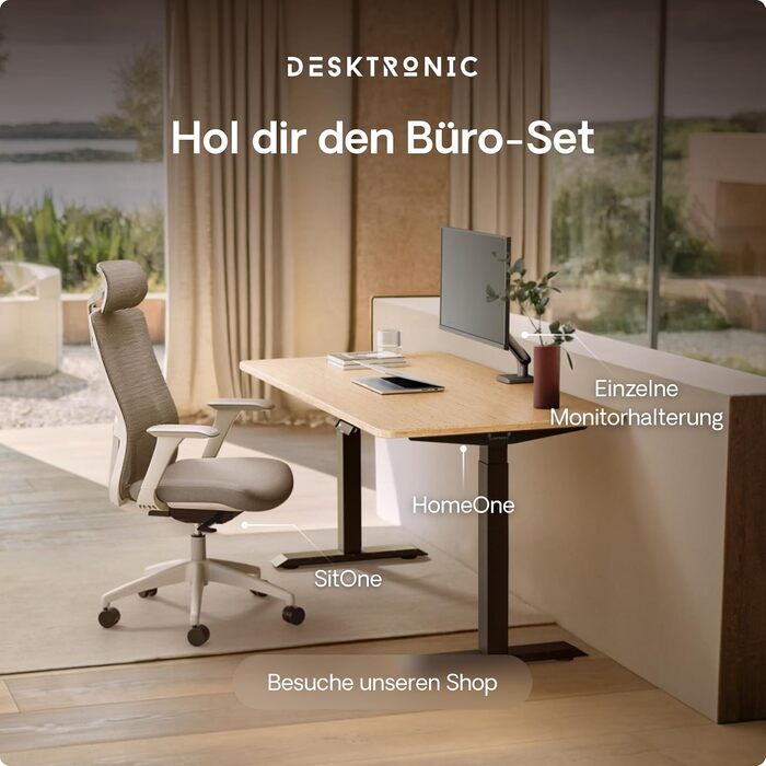 Стол Desktronic Homeone з регулюванням висоти, 160 x 80 см – електричний стіл з двома моторами, сенсорне керування, USB-порти для зарядки (2.5 Чорний + Бамбук)