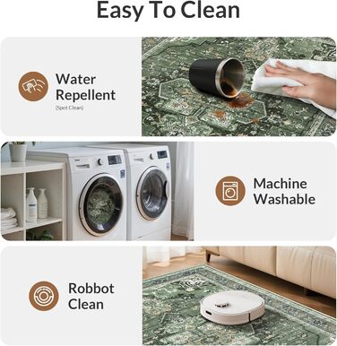 Килим GENIMO Boho Vintage 160x230 см, короткий ворс, антиковзаючі, для вітальні, спальні, їдальні, офісу, салатовий, геометричний, прямокутний