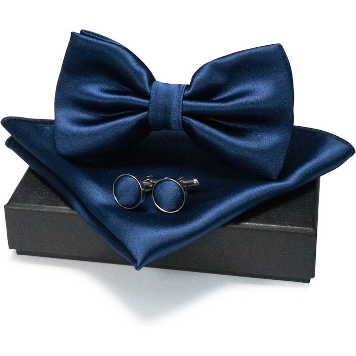 Метелик для чоловіків JEMYGINS з краваткою-бабочкою та нагрудною хустиною, комплект, темно-синій (5)