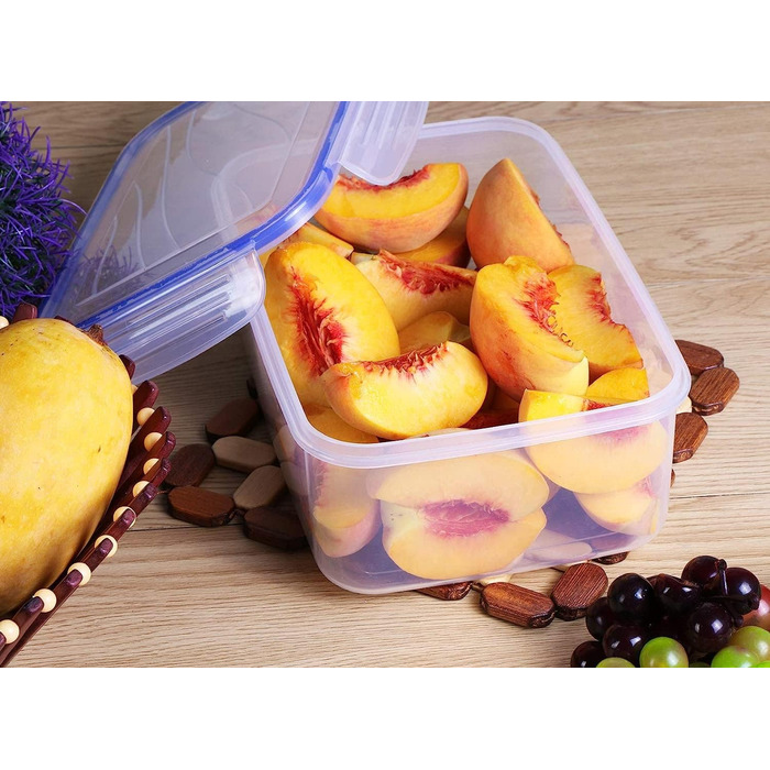 Набори контейнерів KICHLY 24шт з кришкою: 12 контейнерів, 12 кришок. Контейнери для зберігання їжі, ланч-бокси, контейнери для заморожування, BPA-Free. Органайзер для кухні (блакитний, набір 12 шт.)