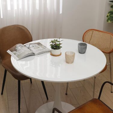 Round Table Cover Tablecloth 2mm Thickness Dia.120cm Round Table Cover Wipeable Transparent Table Cover Tablecloth Kitchen Dining Room Wood Furniture Protective Cover