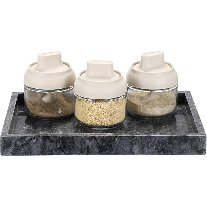 30x20cm Natural Marble Stone Storage Tray, Decorative Rectangular Plate Tray Organizer for Kitchen Bathroom Dresser Decor Vanity Counter Coffee Table, Black