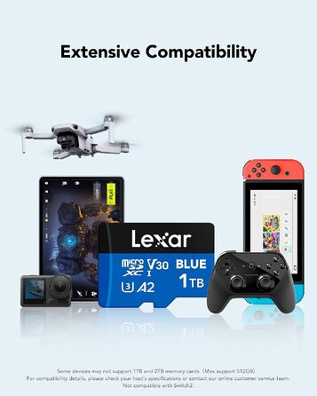 Карта пам'яті Lexar Blue MicroSDXC 1TB, швидкість читання до 160 МБ/с, UHS-I