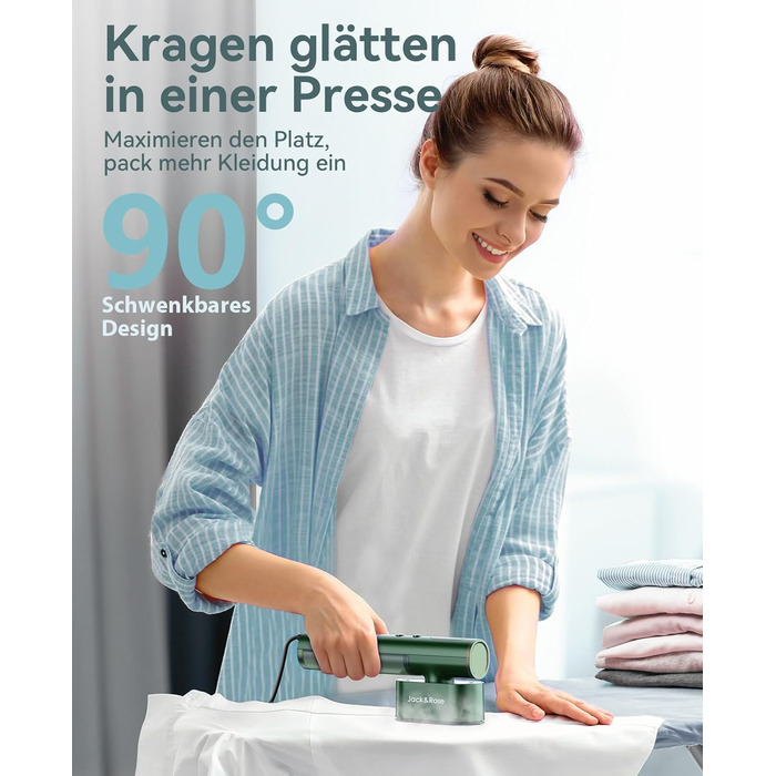 Портативний відпарювач для одягу Steamer 2-в-1 1000W, для глобальних подорожей, зелений