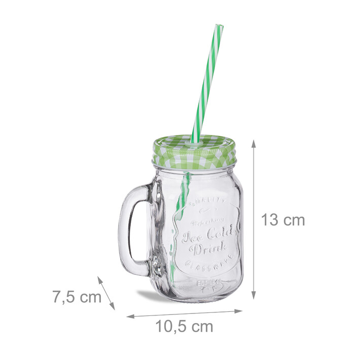 Relaxdays Set of 8 Drinking Glasses with Straws
