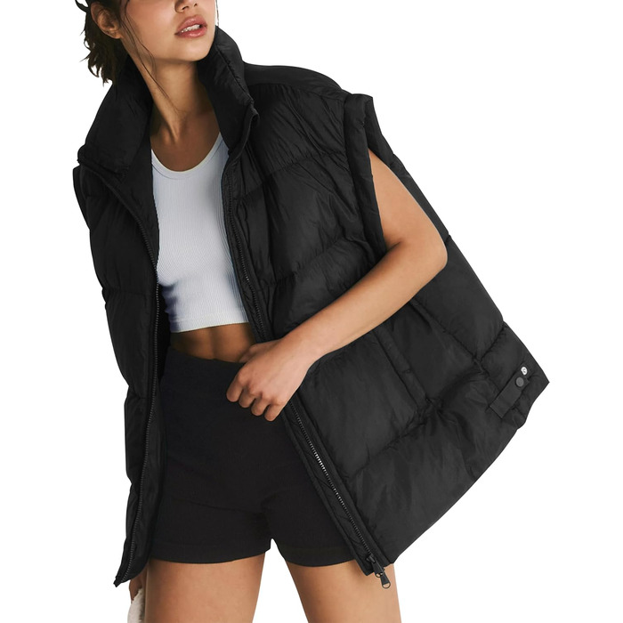 Легка степкова жилетка Fengbay з пухом та стоячим коміром для осені та зими (Чорний, M)