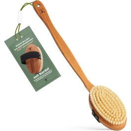 Premium Bath Brush/Body Brush – FSC certified, natural bristles (sisal & horsehair) & cord – body brush with long handle for back, dry & wet brush – 100% Made in Germany (SOFT bristles (bristles made of boar bristles) & cord)