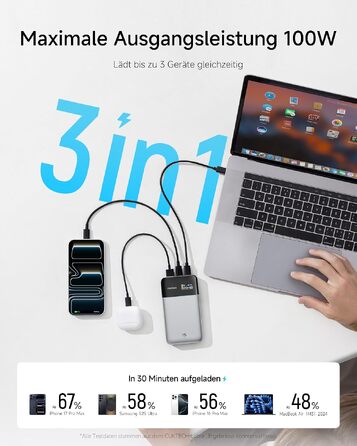 Повербанк CUKTECH 15 Air 15000mAh 100W з цифровим дисплеєм та швидкою зарядкою USB-C для iPhone 16/15/14/13, Samsung Galaxy, iPad, ноутбуків Dell
