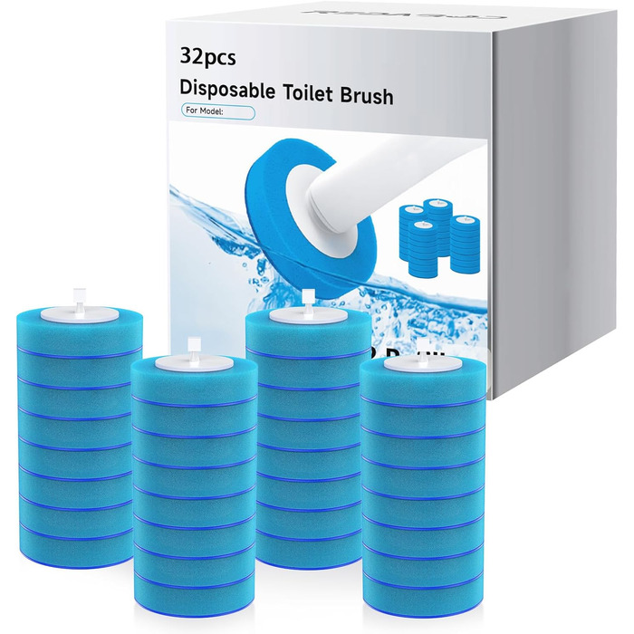 Електрична щітка для унітазу Redagod з кріпленням на стіну, подвійним контейнером та змінною насадкою (32 шт.)