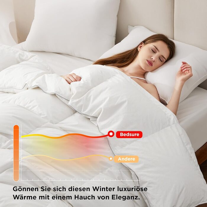 BEDSURE Down Comforter 220x240 Winter Bed Comforter - Feather Bed Comforter Öko-Tex Certified, Warm Winter Comforter 90% Down and 10% Feathers 1690 gr. Filling, Down Stepped Comforter White 01white - Warm Down Comforter (90 Down / 10 Feathers) 240 x 220 cm