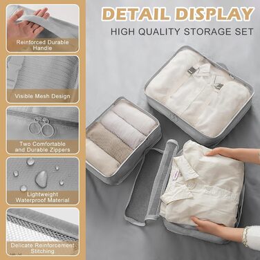 Органайзер для валізи Gemtte 13-ти частинний, водонепроникний, набір для подорожей (сірий)