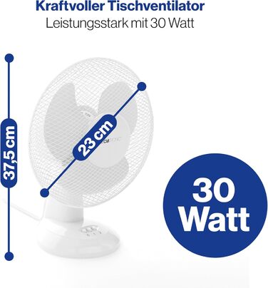 Вентилятор Clatronic VL 3601: тихий настільний вентилятор з регулюванням, діаметр 23 см, 30W