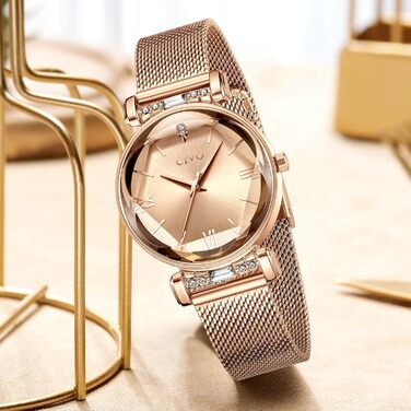 Жіночий годинник CIVO водонепроникний мінімалістичний аналоговий кварц, мода, сукня, елегантний, повсякденний кварцовий годинник для жінок (Y-4 Рожеве золото)