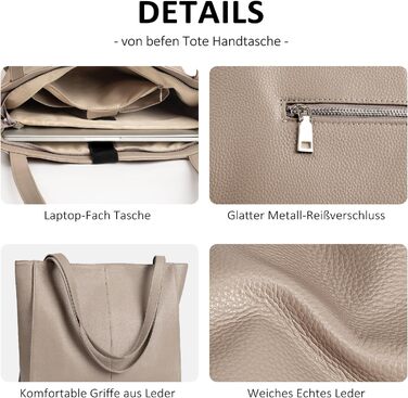 Сумка жіноча шкіряна befen Grande Shopper з відділенням для ноутбука 14