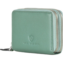 VON HEESEN Leather Wallet with RFID Blocker - Wallet for Women & Men made of Genuine Leather - Wallet with Coin Pocket - Purse for Women and Men in Turquoise (Silver Pine)