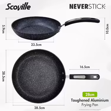 Scoville NEVERSTICK 2-Piece Fry Pan Set, 24 cm & 28 cm Fry Pans, Non-Stick Fry Pans, Fast Heat Conduction, Suitable for All Cooktops Including Induction, PFOA-Free
