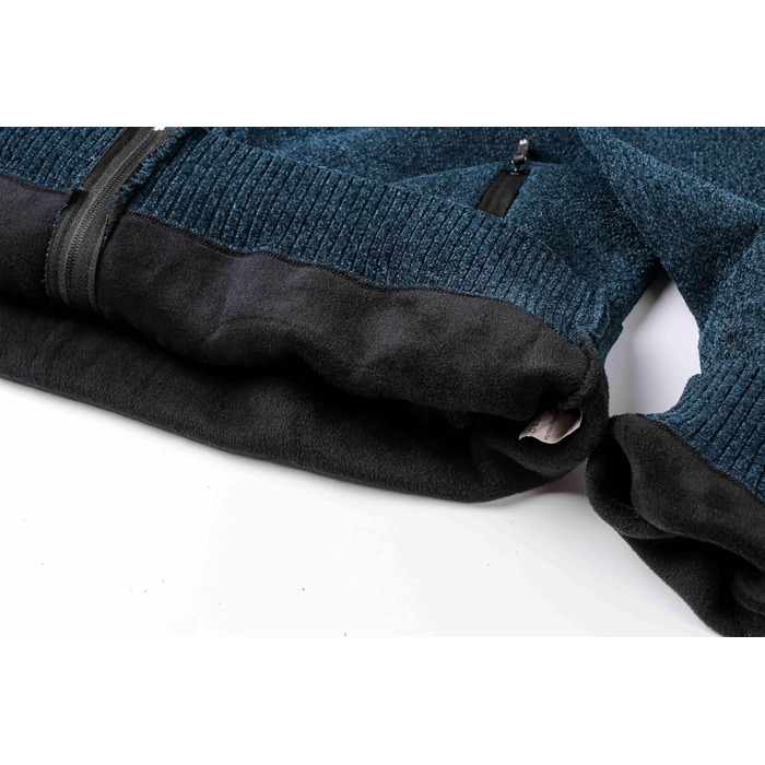 Чоловіча в'язана кофта з коміром-стійкою та блискавкою, тепла з м'яким флісовим підкладкою, світшот-кардиган з довгими рукавами, блакитний, осінь/зима