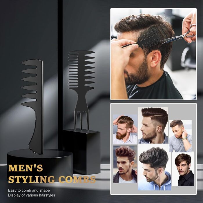 Набір для чоловічого стайлінгу DUAUIU: гребінець для волосся, щітка, текстурування, розчісування, укладання. Чорний колір.