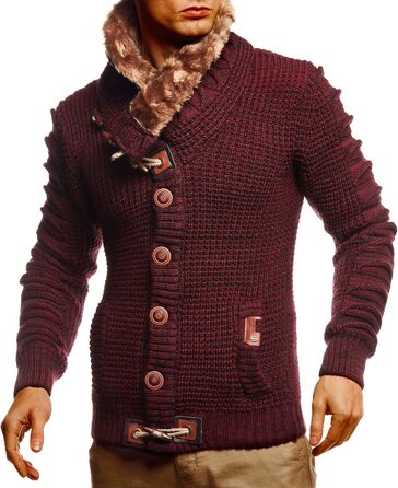 Чоловічий кардиган Leif Nelon з ґудзиками, Regular Fit, довгі рукави, для повсякденного та ділового стилю, сірий/чорний (S, Бордовий/Чорний)