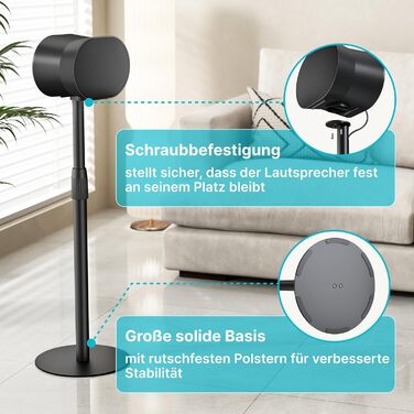 Підлогові стійки для колонок, сумісні з SONOS Era 300 та Era 100, чорні, 2 шт. (до 108 см, 5 кг)