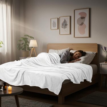 Плед Utopia Bedding: теплий та м'який флісовий плед 200x150 см для ліжка, дивана та крісла (білий)