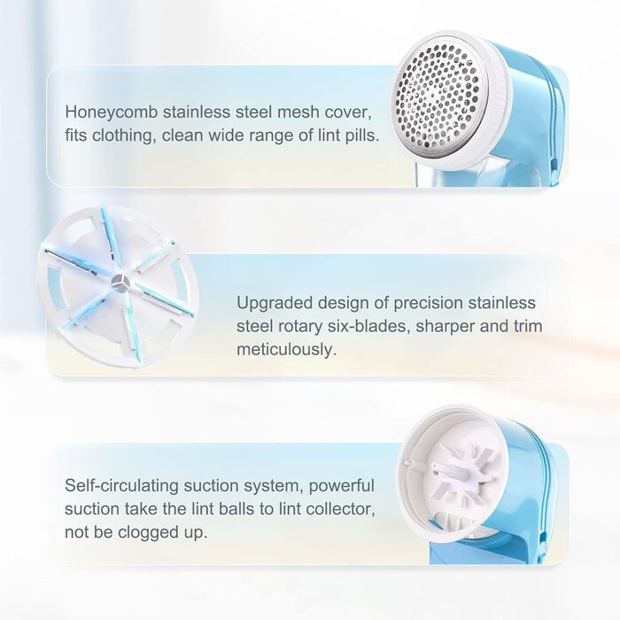 Електричний видальник ворсу для одягу та килимів, USB, 3 леза