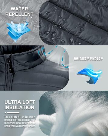 Чоловіча степна жилетка 33,000ft для активного відпочинку: гіркі походи, походи, їзда на конях. 5 кишень, утеплена, з накладкою на шию (4XL, Темно-сірий)