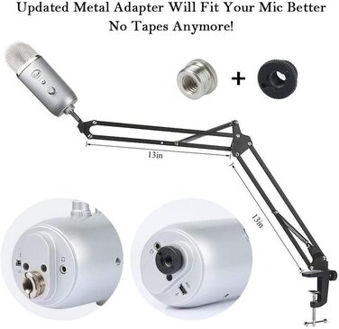 Регульований мікрофонний стійка HAUEA для студії, радіомовлення та телебачення, сумісний з Blue Yeti