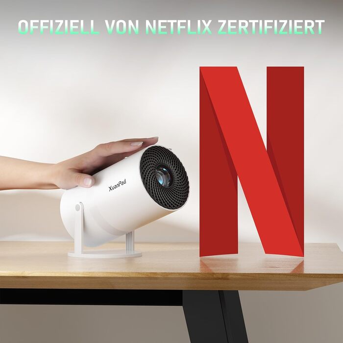 Проектор міні 1080P з автофокусом та WiFi/Bluetooth, 18000L, обертання 210°, для домашнього кінотеатру. Підтримка Netflix, автоматична корекція трапеції, фільтр пилу.