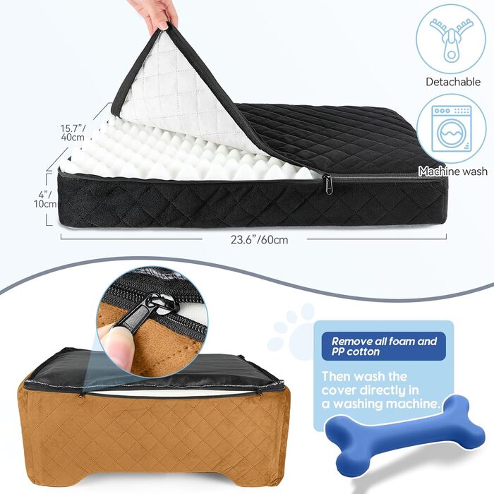 GL GLENSLAVE Dog Car Seat - Medium/Large Dogs, Up to 22kg or 2 Small Dogs - Removable & Washable Pet Car Seat (Black/Brown)