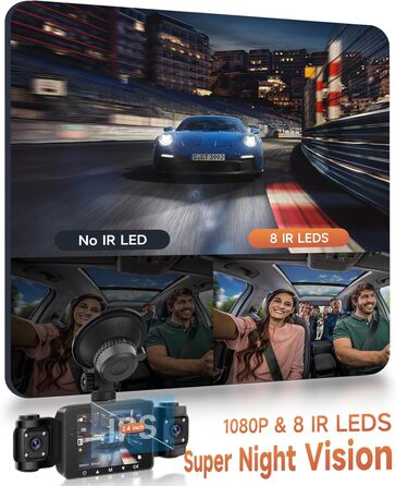 Автомобільна відеореєстратор (Dashcam) 4 Канали 360° з 4 камерами FHD 1080P (передня, задня, ліва, права), 2.4