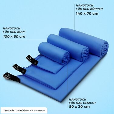 Набір рушників Zenacross з мікрофібри (3 шт.) з сумкою для перенесення - швидковисихаючі та універсальні спортивні рушники - розміри XS, S, M - кольори: Petrolgrün (блакитний, блакитно-зелений), 3 шт.