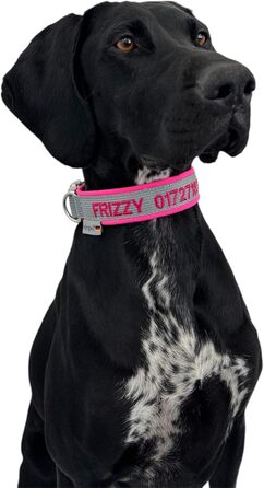 Ошийник для собак з персоналізацією - XS-XXL - індивідуальне замовлення - вишивка імені та номеру телефону - широкий та регульований