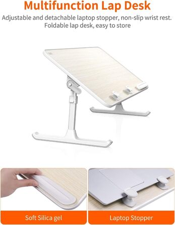 Приставний столик SAIJI для ноутбука з регулюванням висоти, 5 рівнів, складаний, для дивану/підлоги, 52*30 см, теак, 60*33 см