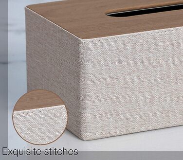 GOLRANLYE Cosmetic Tissue Box, 25×13.5×9.5 cm PU Leather Modern Tissue Box Rectangular for Bathroom, Bedroom, Dining Room, Office and More (Beige)