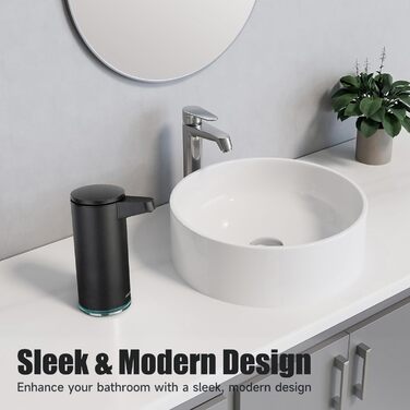 AIKE 380ml Automatic Touchless Soap Dispenser, USB Rechargeable, Matte Black Stainless Steel Soap Dispenser for Bathroom & Kitchen, Model AK1333S