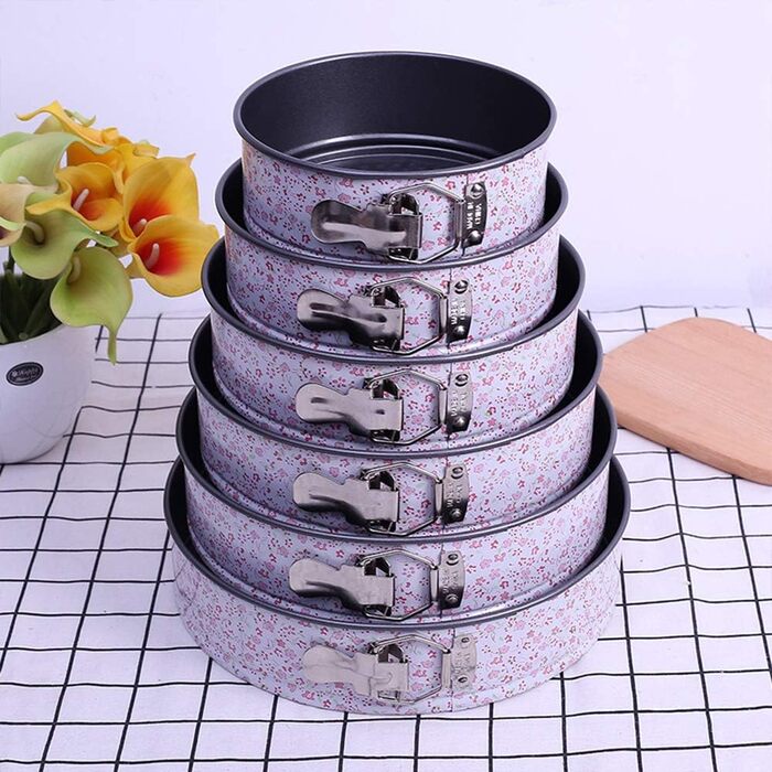 Набір форм для випічки з антипригарним покриттям, 7 розмірів, з нержавіючої сталі, для чізкейків, знімний дно, з кліпсами