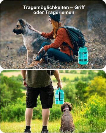 Поїлка для собак Lesotc 2200 мл, велика, для подорожей та кемпінгу (м'ятний)