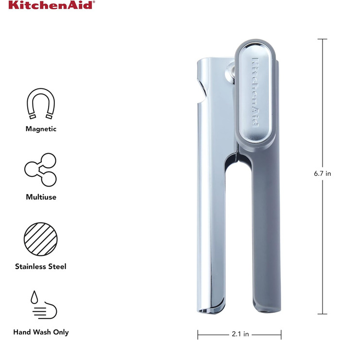 Багатофункціональна відкривачка для консервів KitchenAid, сірий колір, без розливу, універсальний розмір